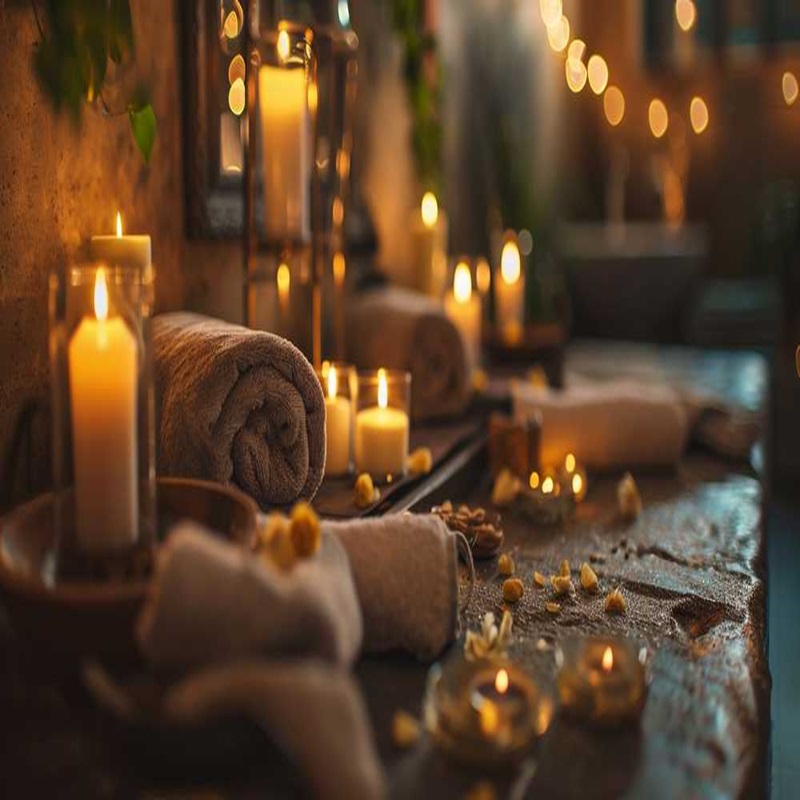 お部屋のところどころにローソクの明かりがあります