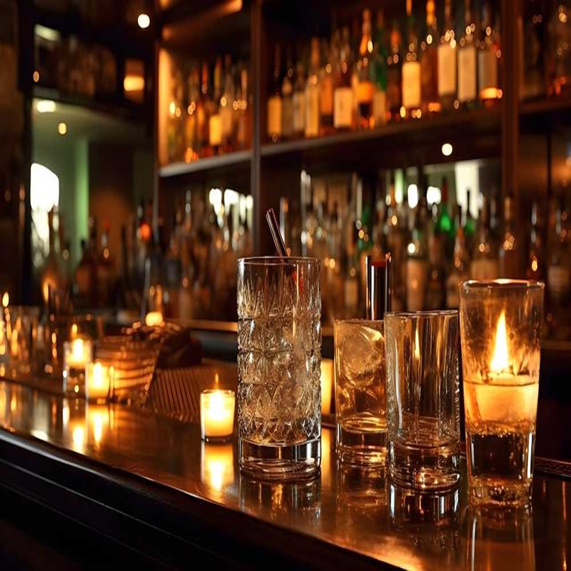 ローソクでともした素敵なバー